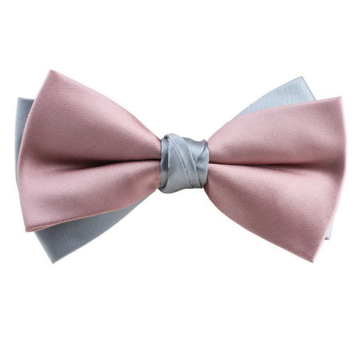 Papillon asimmetrico bicolore da uomo - Rosa e azzurro pallido - image 8