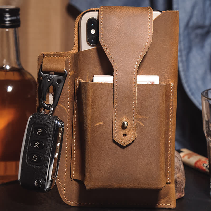 Borsa a tracolla in pelle Crazy Horse minimalista per telefono - image 17