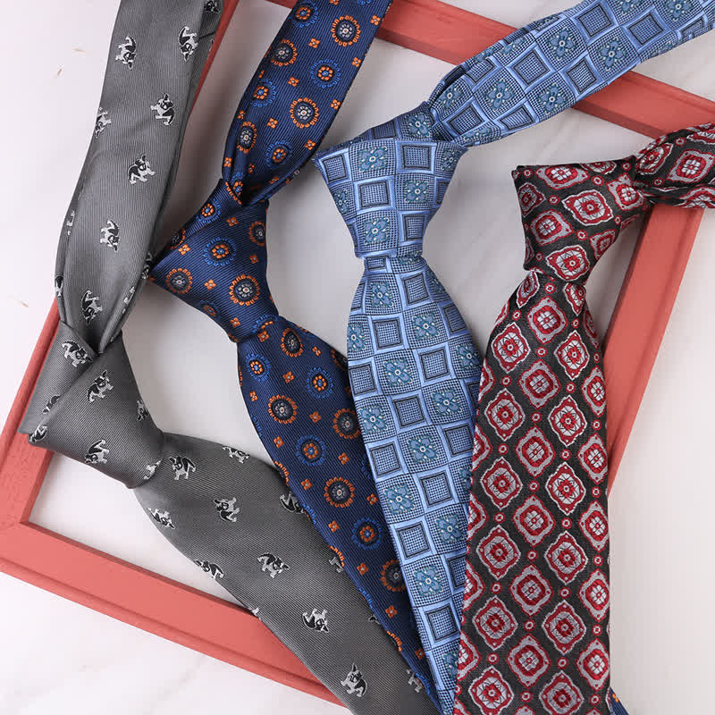 Cravatta da uomo con motivi floreali geometrici vintage - image 0
