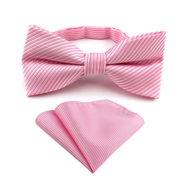 Set da 2 pezzi da uomo con papillon e fazzoletto da taschino a righe a quadri