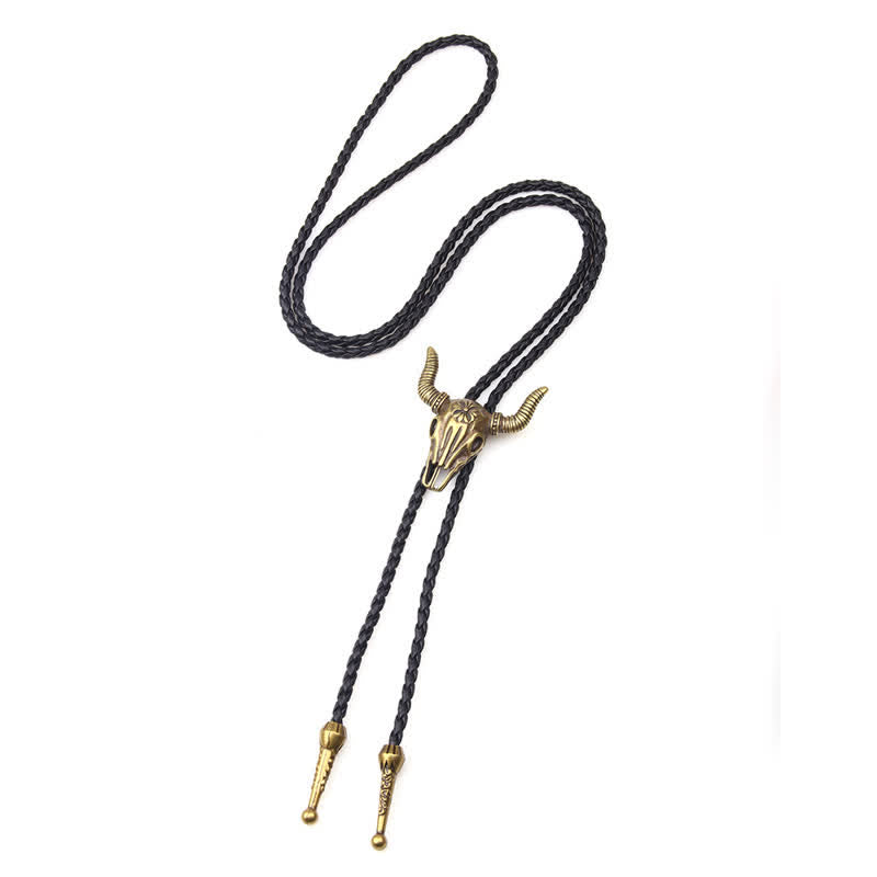 Cravatta Bolo Vintage in Stile Nativo con Testa di Toro