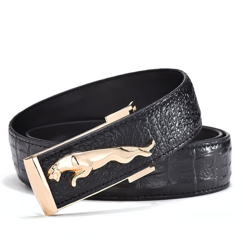 Cintura in pelle con fibbia leopardata di lusso da uomo