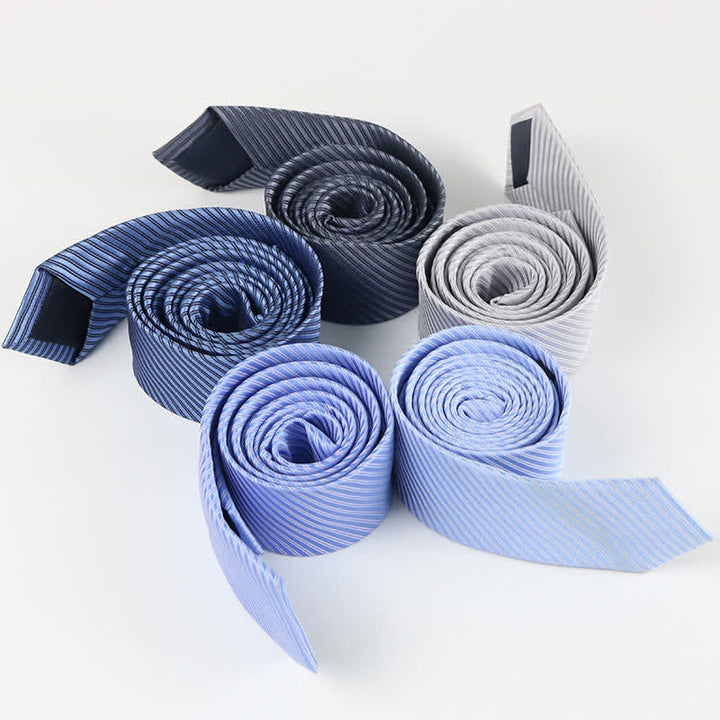Cravatta da uomo in twill grigio blu bianco tinta unita per tutti i giorni