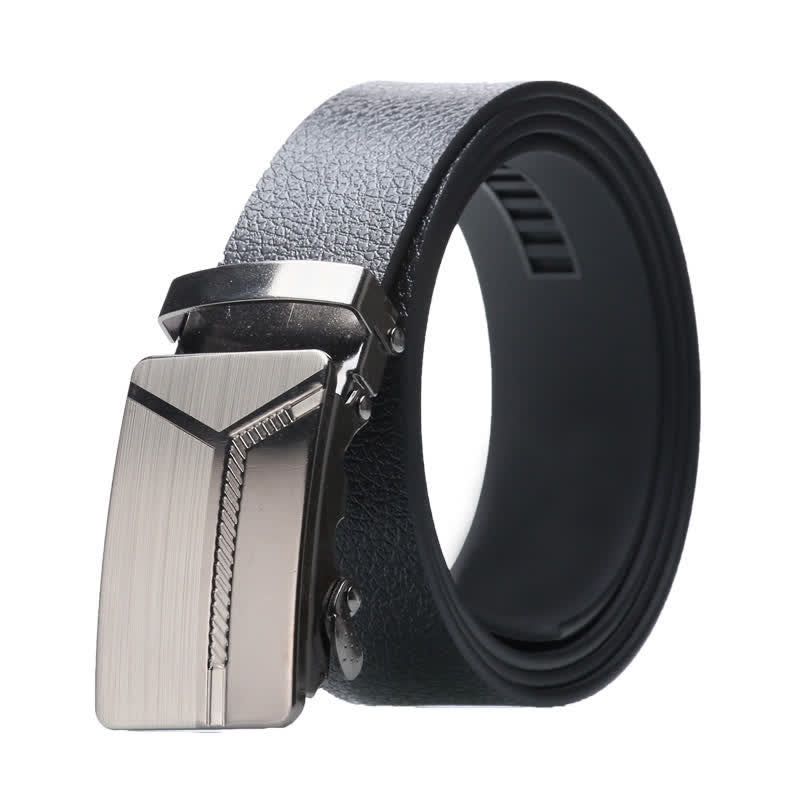 Cintura da uomo in pelle nera con fibbia automatica - Stile n. 6 - Argento - 42 - image 13