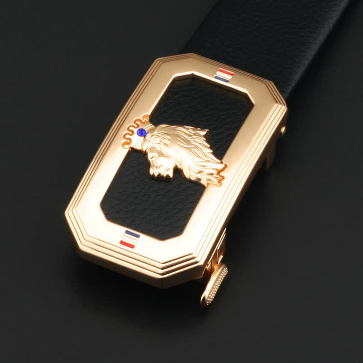 Cintura in pelle fai da te da uomo con fibbia automatica a forma di testa di leone - Oro - Senza cintura - image 1