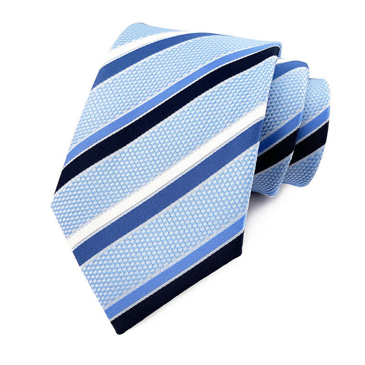 Cravatta a righe urbane preppy da uomo - Blu e nero - image 8