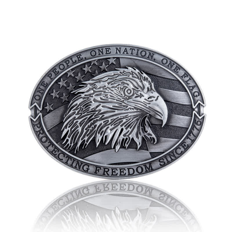 Cintura in pelle con fibbia della bandiera USA con aquila calva patriottica fai da te da uomo