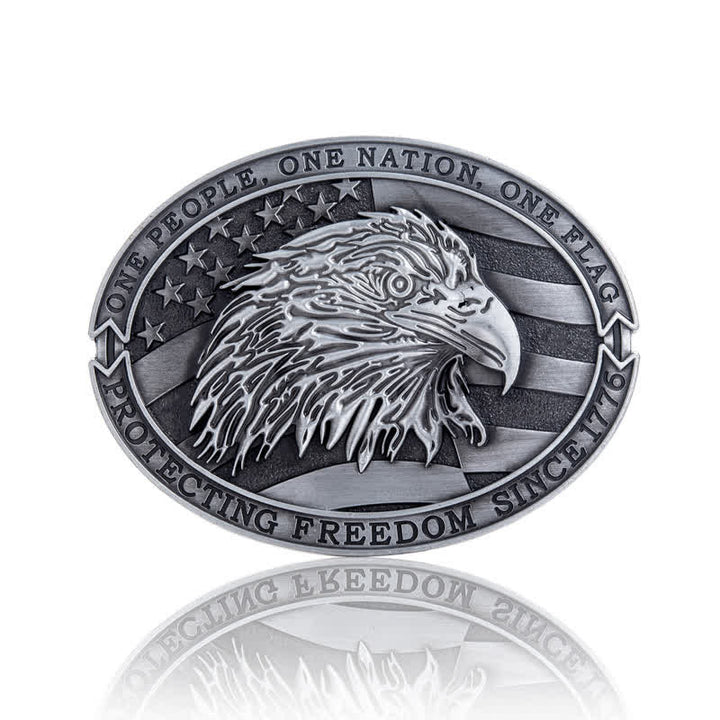 Cintura in pelle con fibbia della bandiera USA con aquila calva patriottica fai da te da uomo