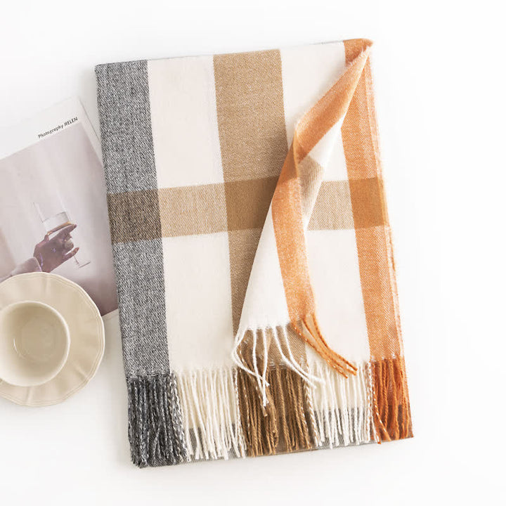 Sciarpa in cashmere imitazione a quadri di classe da donna