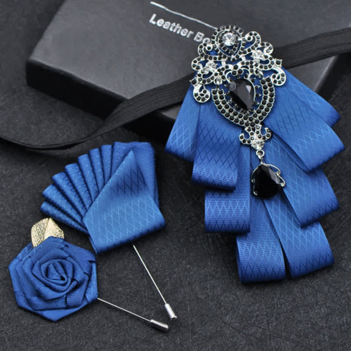 Set di 3 papillon con strass neri a quadri - Reticolo blu - image 3