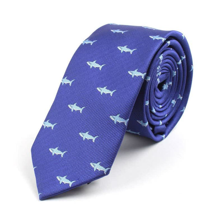 Cravatta da uomo con simpatici motivi dei cartoni animati - Squalo blu - image 11