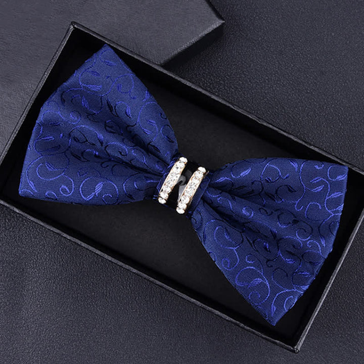 Papillon da uomo con motivo floreale Paisley a righe e strass - Vite blu - image 17