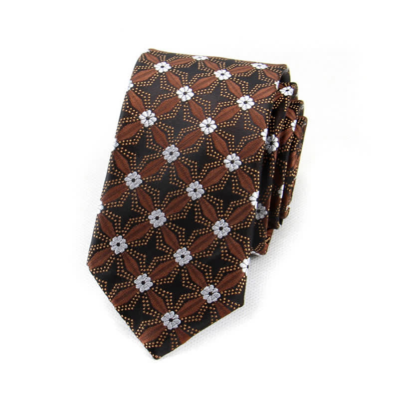 Cravatta geometrica con ricamo floreale da uomo