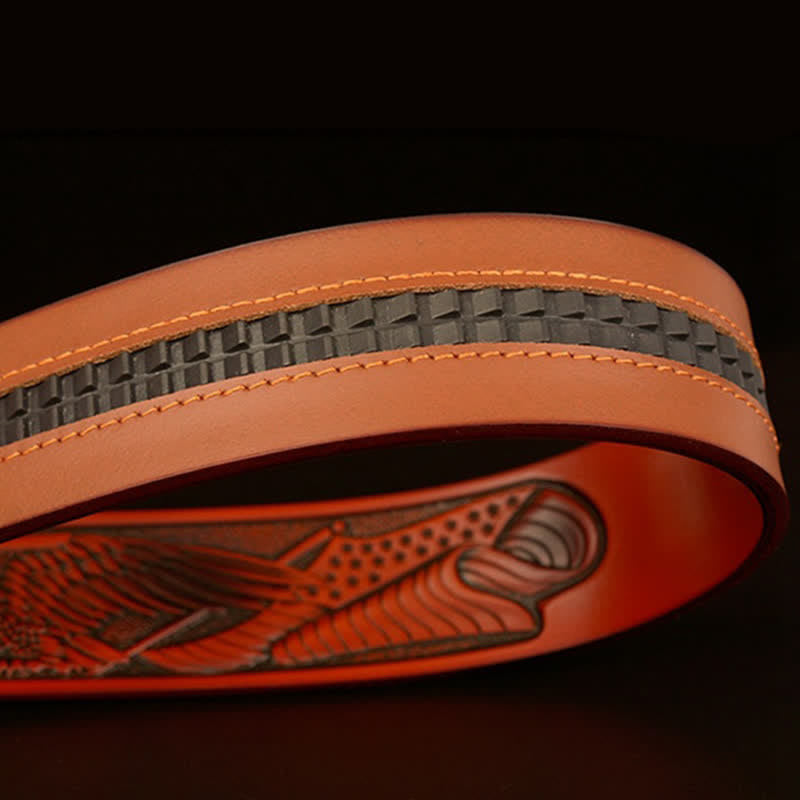 Cintura in pelle con chiusura automatica Eagle Wings Vintage da uomo