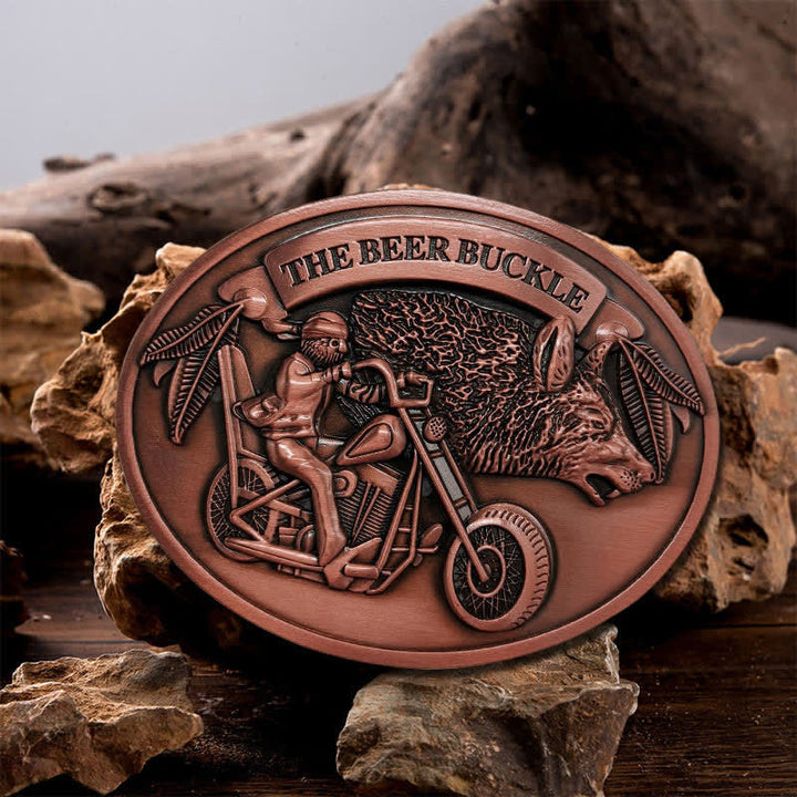 Cintura in pelle con fibbia porta birra creativa fai da te per motocicletta da uomo