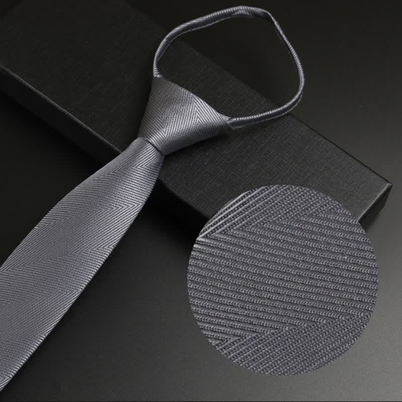 Cravatta classica con cerniera nera-grigia da uomo - Grigio - image 3