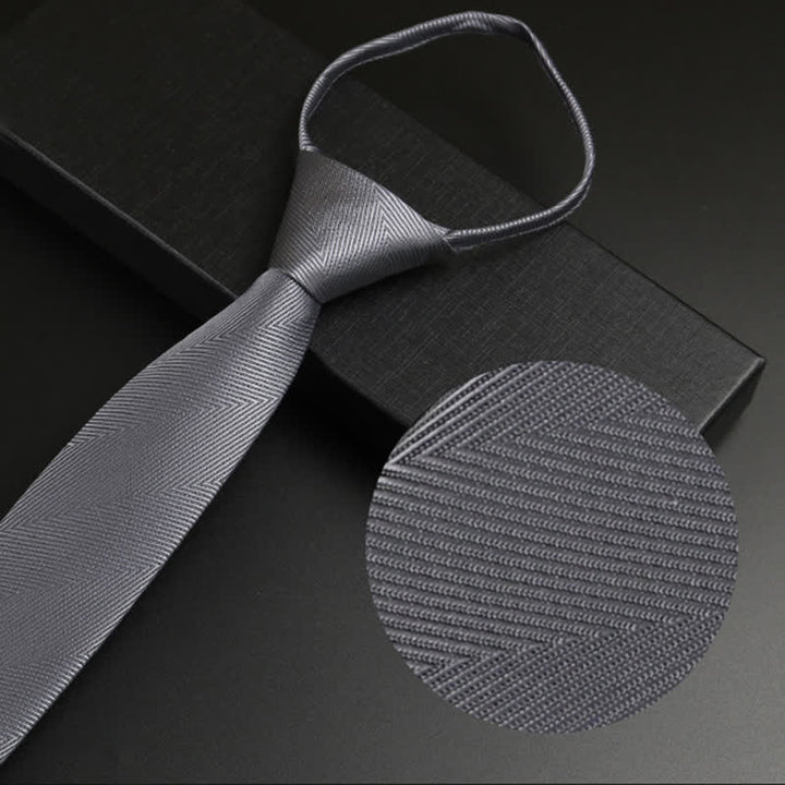 Cravatta classica con cerniera nera-grigia da uomo - Grigio - image 3