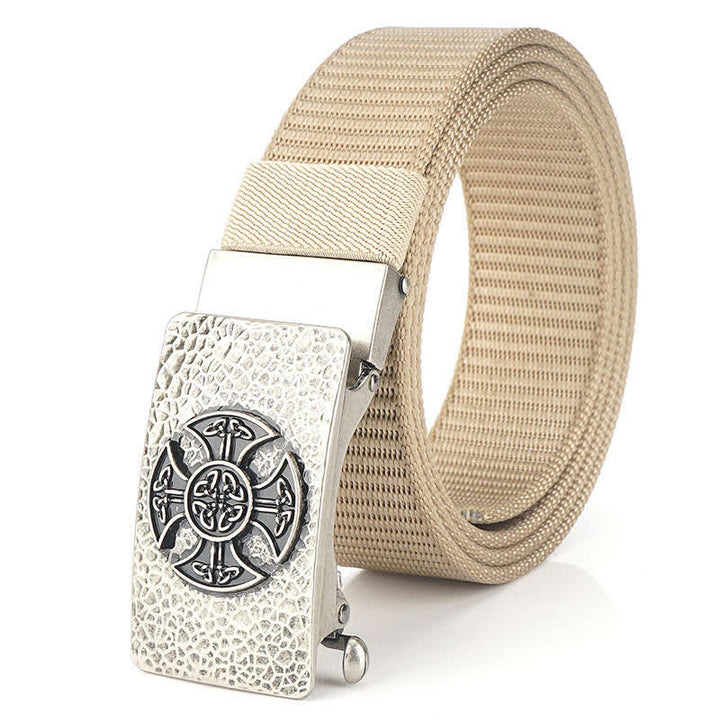 Cintura in nylon per il tempo libero in stile retrò da uomo - Beige / Argento - 48" - image 22
