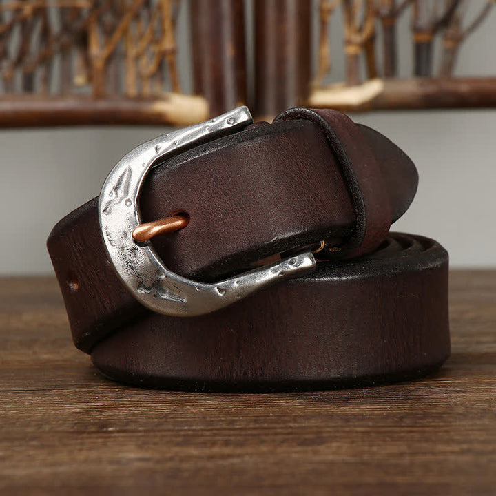 Cintura in pelle con fibbia intagliata vintage classica da uomo