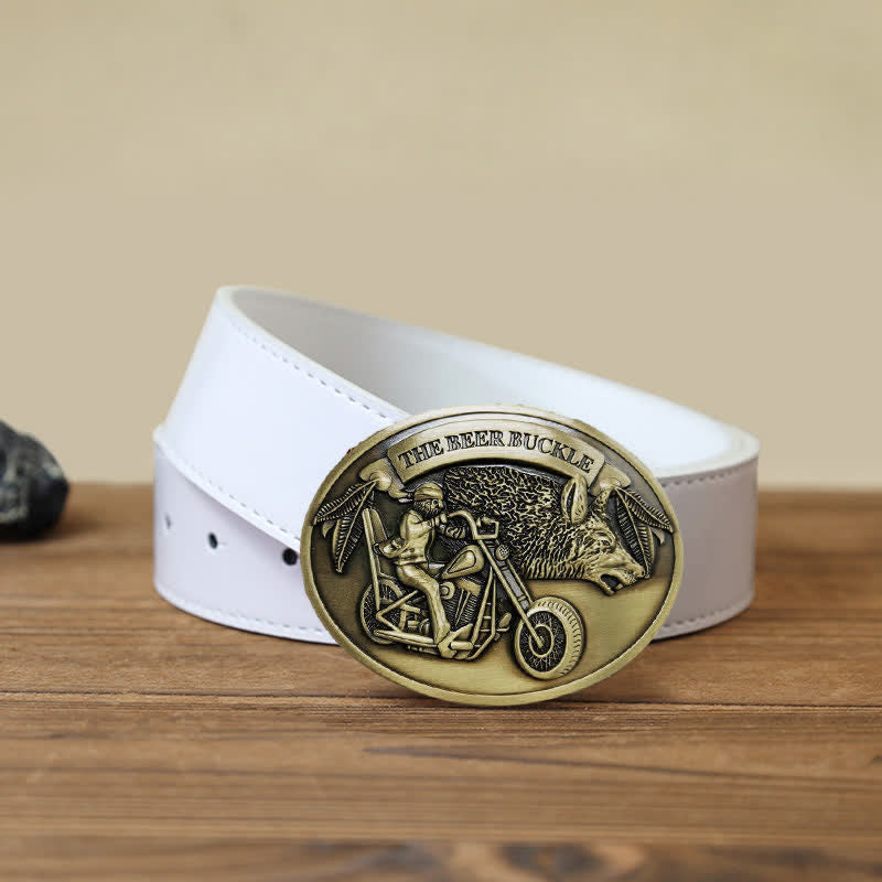 Cintura in pelle con fibbia porta birra creativa fai da te per motocicletta da uomo