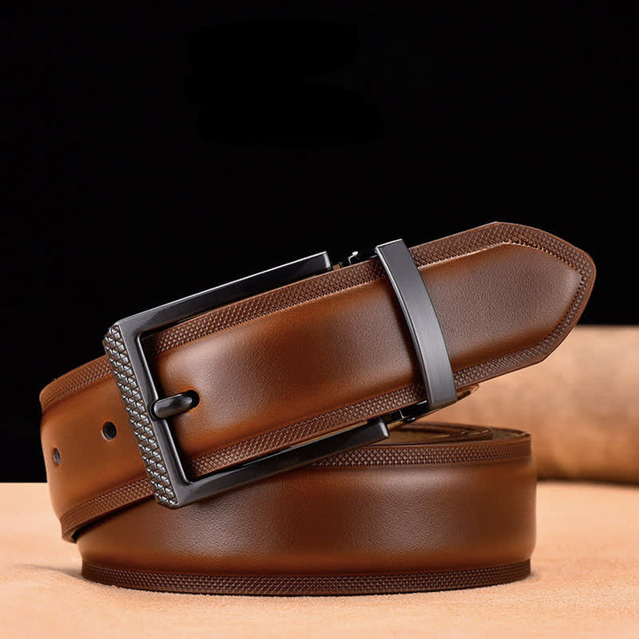 Cintura da uomo in pelle con fibbia nera e argento Noble