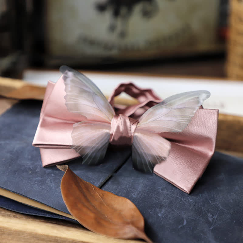 Set da taschino con papillon e fazzoletto da taschino a farfalla in organza vintage da uomo - Rosa - Papillon - image 21