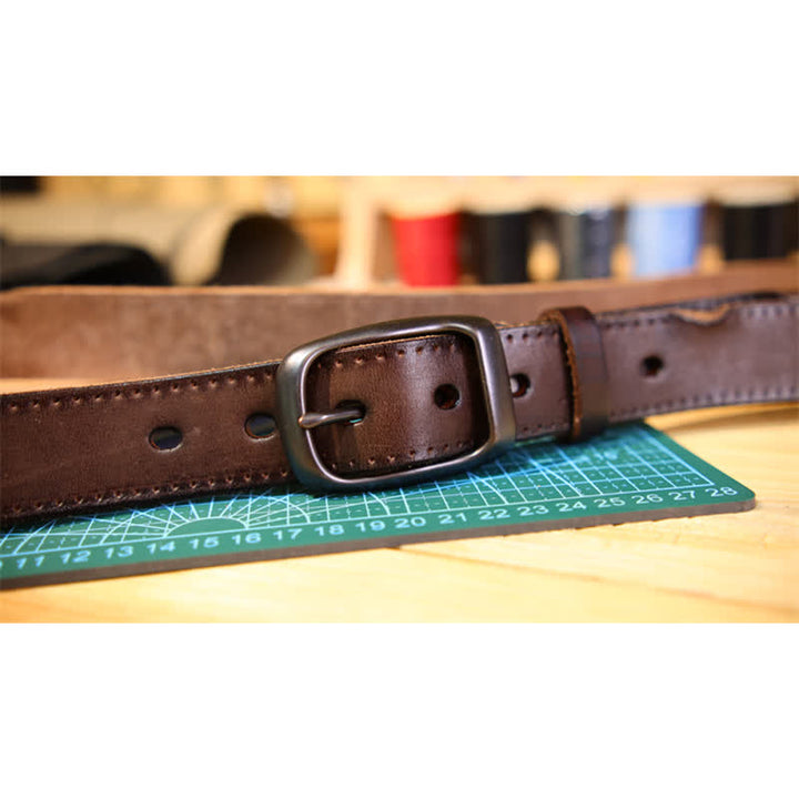 Cintura in pelle stile western invecchiato da uomo