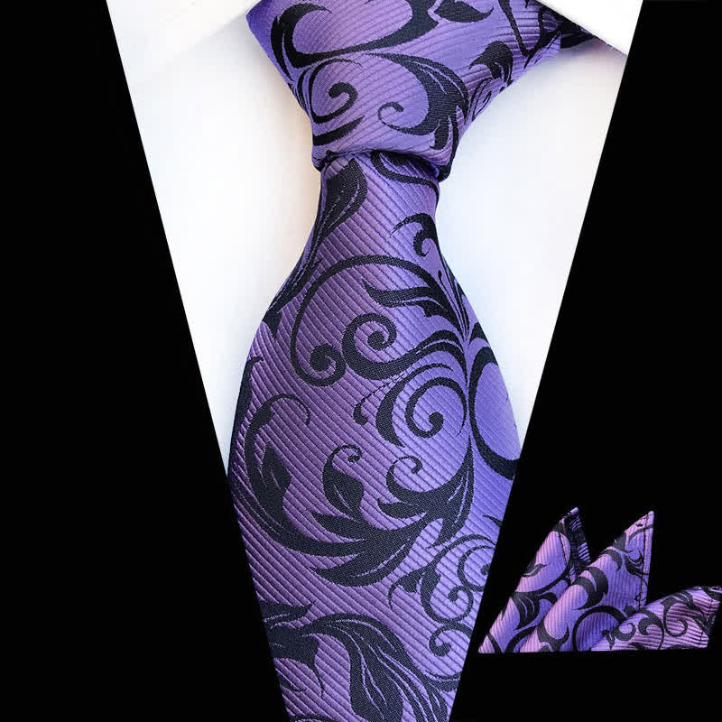 Set di 2 cravatte floreali con motivo a vortice vegetale da uomo - Viola - image 12