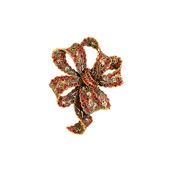Spilla da donna vintage con fiocco in zircone Boho