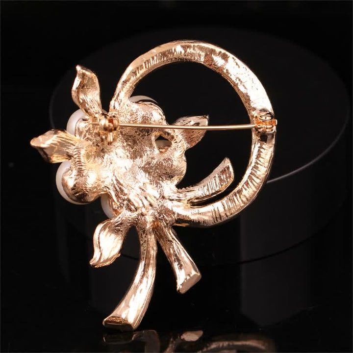 Spilla da donna con ghirlanda di perle e strass