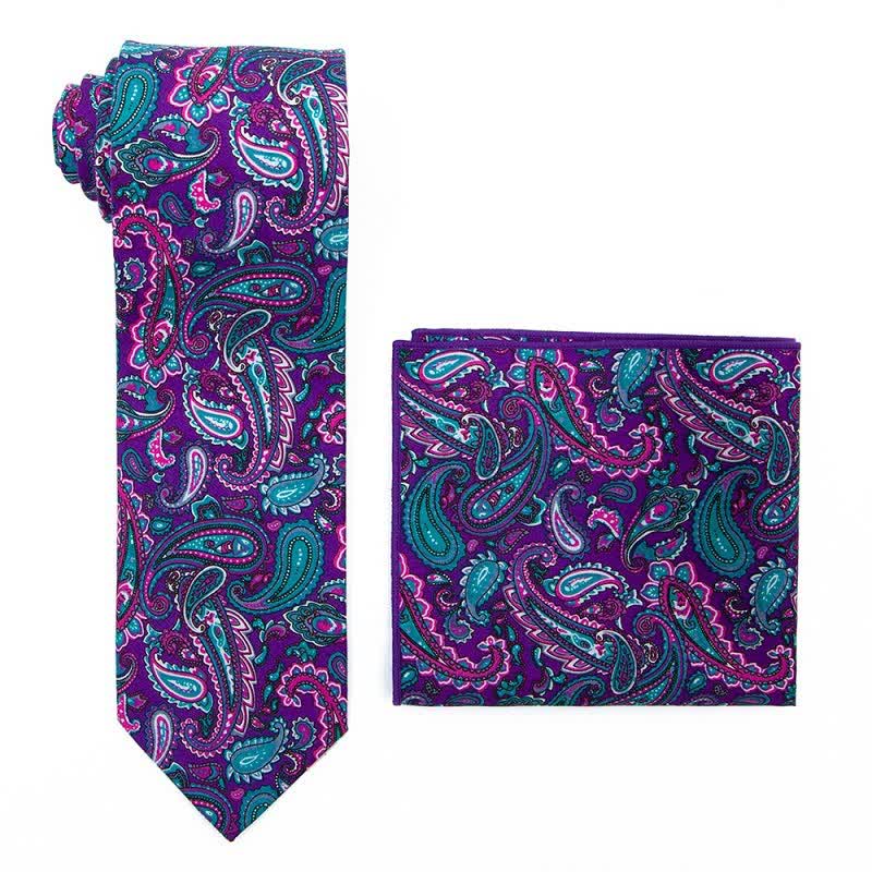 Set di 2 cravatte esotiche Paisley da uomo - Viola - image 2