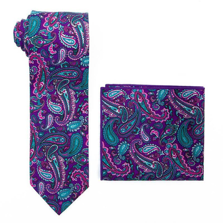 Set di 2 cravatte esotiche Paisley da uomo - Viola - image 2