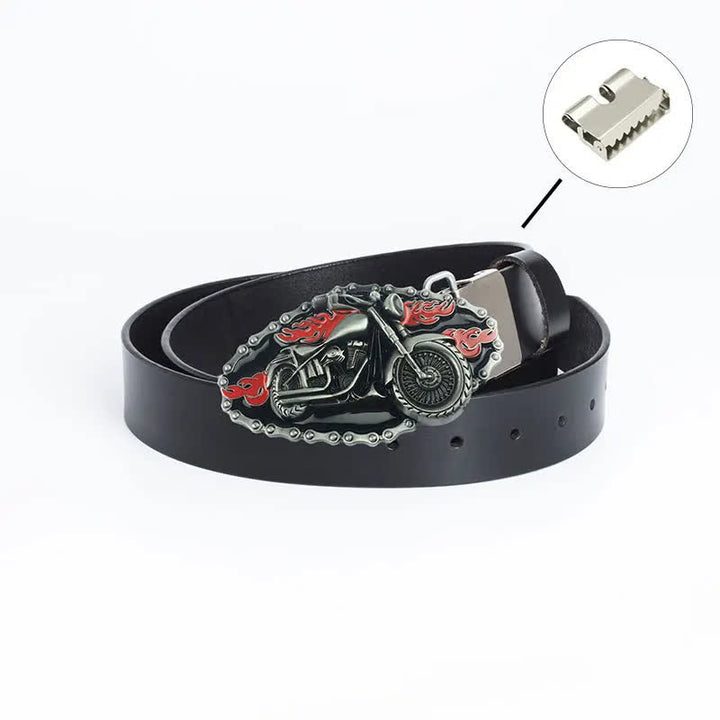 Cintura in pelle da motociclista punk da uomo - Legatura di ferro - Nero / Nero - 46 - image 22