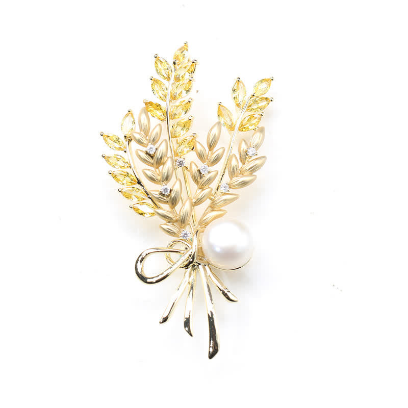 Spilla da donna con spiga di grano e zirconi abbaglianti