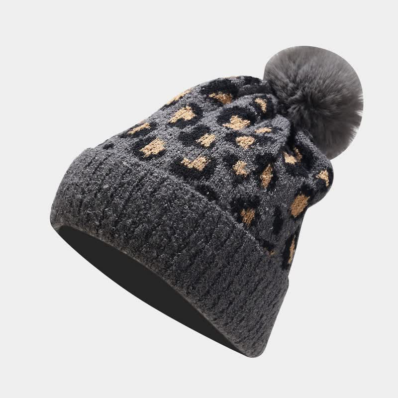 Set di 3 cappelli, sciarpe e guanti con stampa leopardata da donna