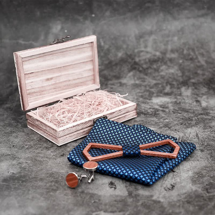 Set di 3 papillon in legno con design intagliato cavo da uomo - image 5