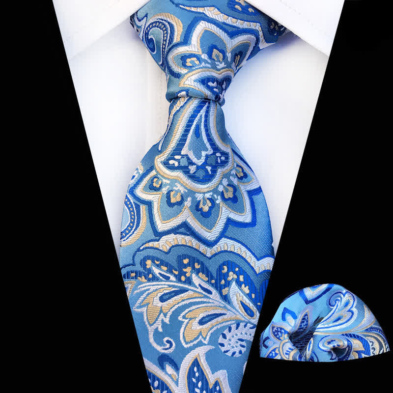 Set di 2 cravatte da uomo blu con motivo paisley oceanico - Blu - image 0