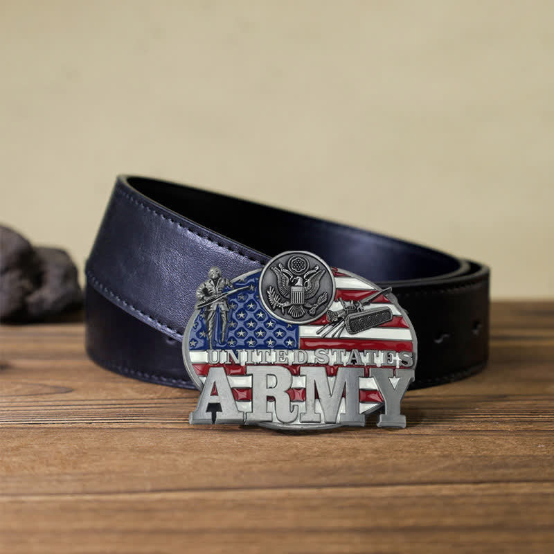 Cintura in pelle con fibbia dell'esercito americano fai da te da uomo