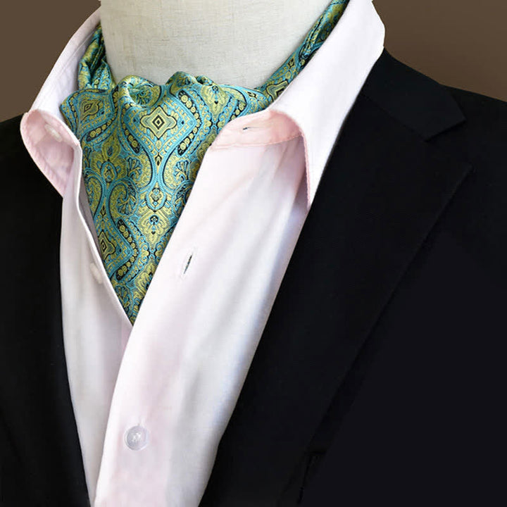 Cravatta da uomo turchese per il ballo di fine anno floreale Ascot Paisley