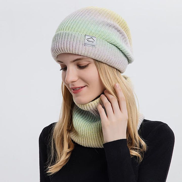 Set di 2 cappelli e sciarpe elastici con gradiente di colore