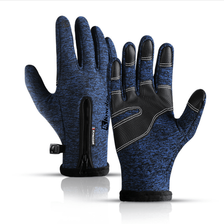 Guanti tattici impermeabili con cerniera per ciclismo all'aperto - Blu - Grande - image 13