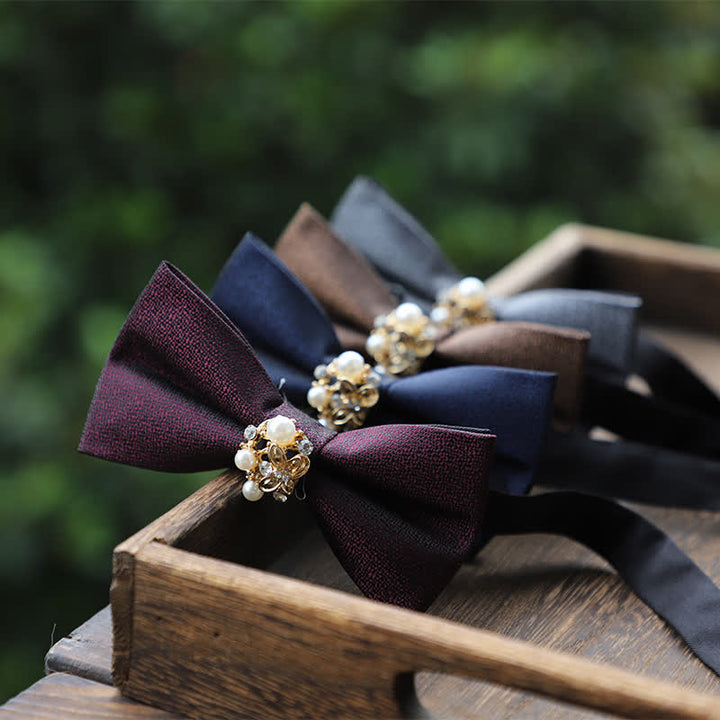 Papillon da smoking formale da uomo con perle