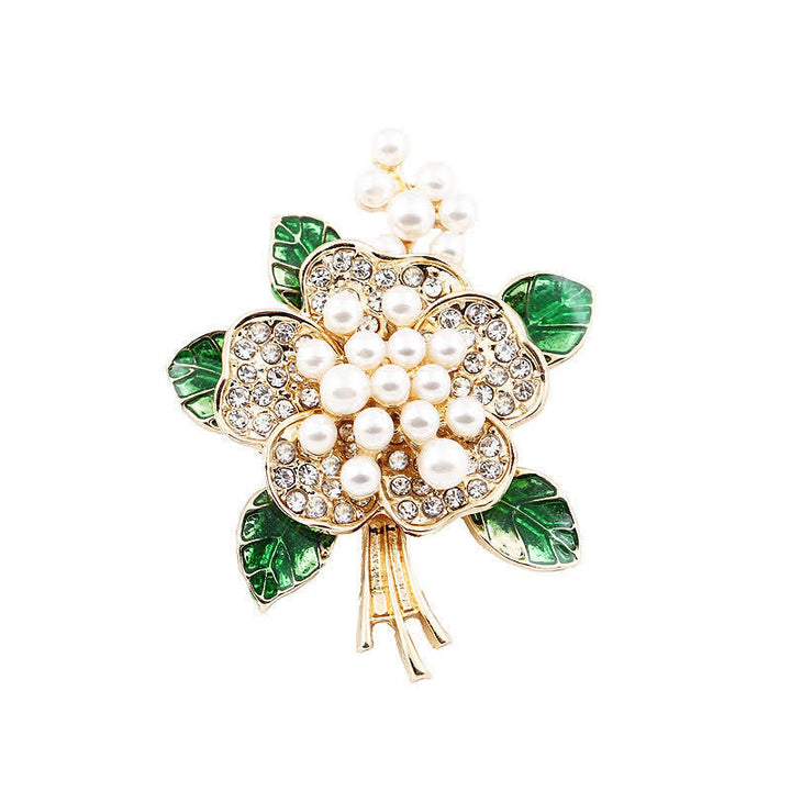 Spilla floreale con stami di perle da donna