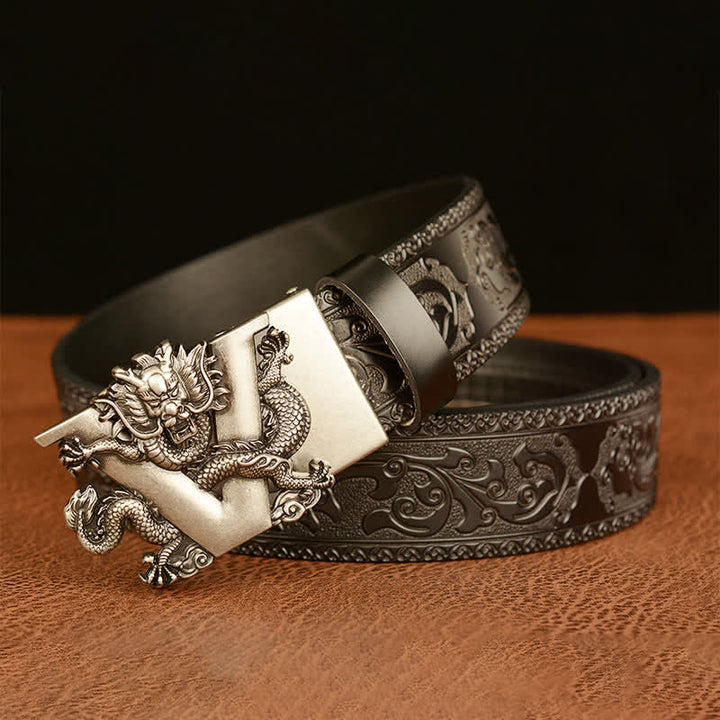Cintura in pelle con goffratura a forma di drago con lettera V da uomo - image 18