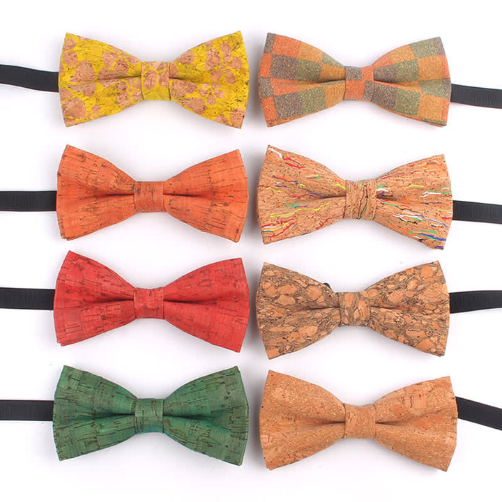Papillon multicolore con stampa geometrica effetto legno da uomo