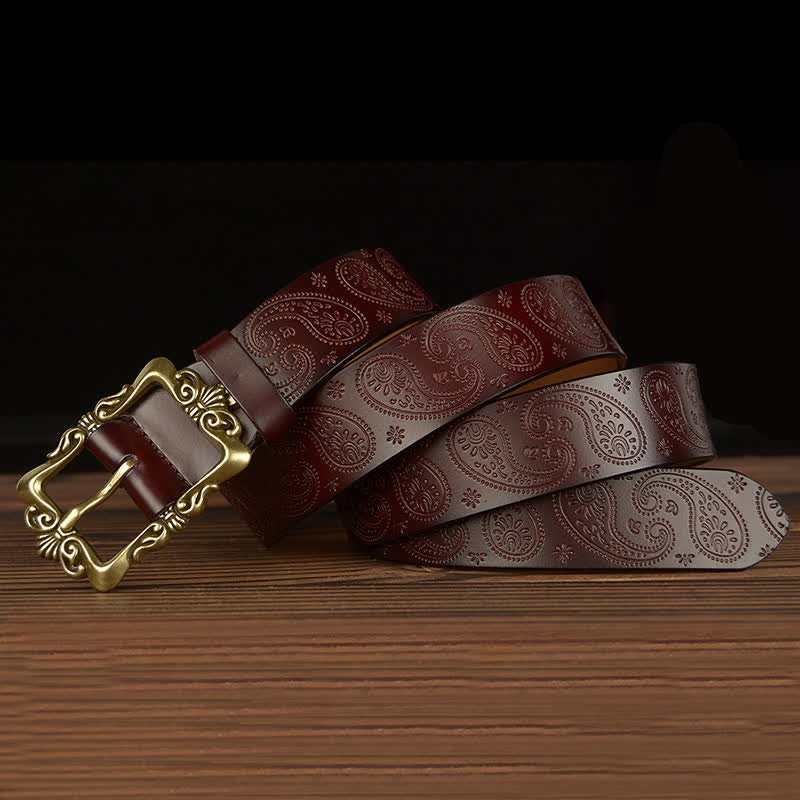 Cintura decorativa in pelle floreale retrò da donna