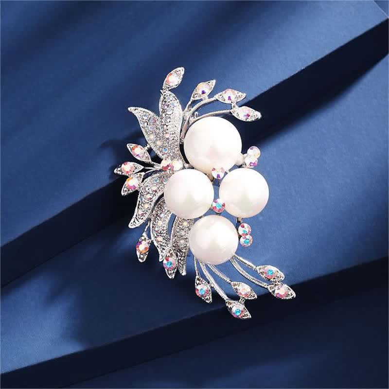 Spilla da donna con perle e fiori di fenice
