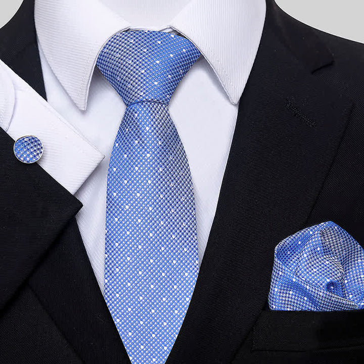 Set di 3 cravatte minimaliste a pois da uomo - Blu cielo - image 3