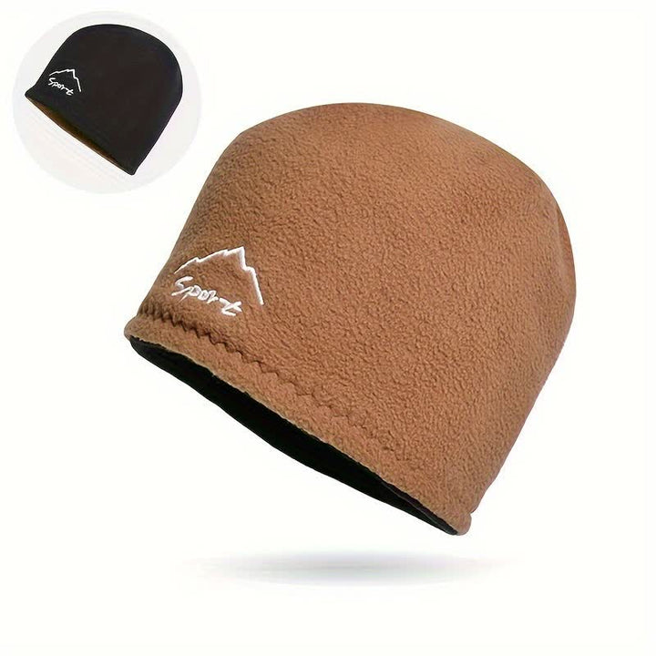 Cappello caldo reversibile in pile polare antivento