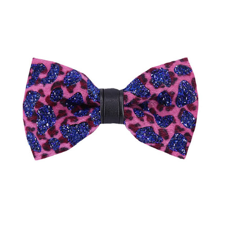 Papillon da uomo con cristalli blu e gialli leopardati